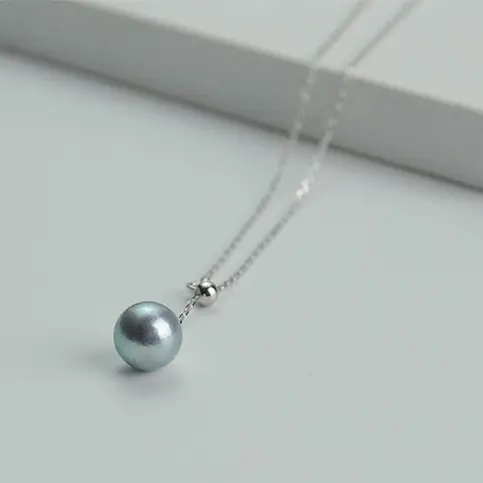 shuiyuS925 silver accessories sea water true multi-linenfashion simple pearl pendant 8-9mm near the correct shapeslight flaw ZH12726