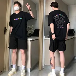 Berwarna Reflektif T-shirt Baju Kaos Atasan Pria Korean Style Hitam Dewasa Distro Oversize Lengan Pendek Keren Premium Unisex 20S E003