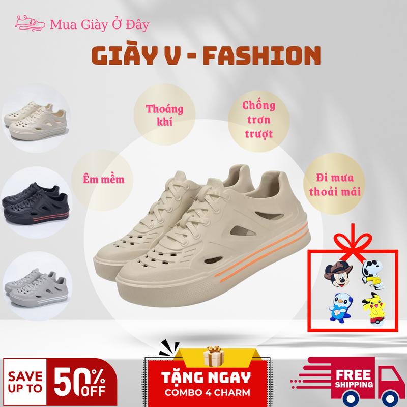 [FORM RỘNG LÙI 1 SIZE][Tặng combo 4 charm] Giày Sneaker Fashion nam nữ, giày sandal nam nữ giày đế bằng mẫu trơn form dáng 2025 Shoes - Đi chơi, đi học, đi du lịch