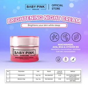 Baby Pink Skincare - Brightening Night Cream With Niacinamide 10 g | Krim Malam Wajah Glowing Mencerahkan Memutihkan Wajah Cream Flek HItam Bekas Jerawat Untuk Semua Jenis Kulit - Baby Pink Skincare Pencerah Pelembab Perawatan