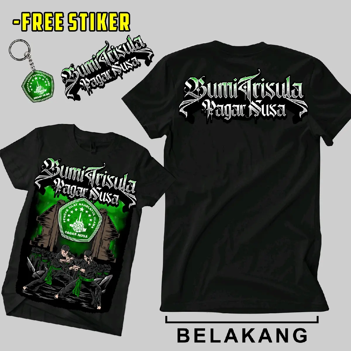 KAOS PENCAK SILAT PAGAR NUSA BUMI TRISULA KATUN COMBED DISTRO PLASTISOL