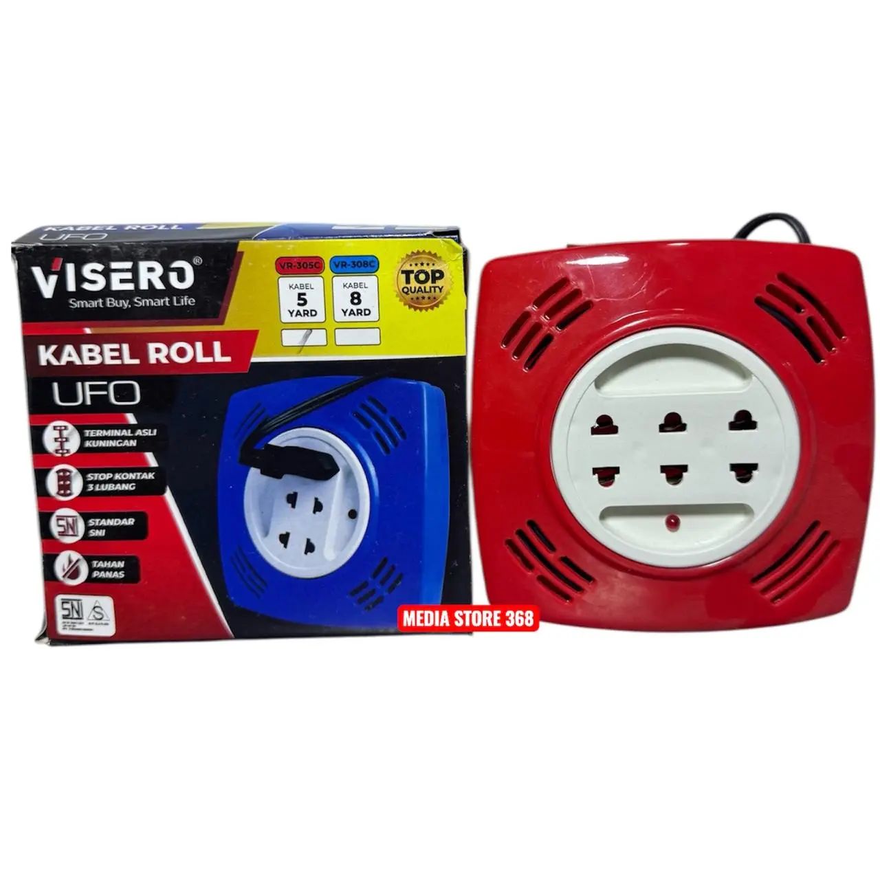 VISERO KABEL ROLL UFO 5 / 8 YARD STOP KONTAK TERMINAL 3 LUBANG ASLI KUNINGAN TAHAN PANAS KUAT TAHAN LAMA SNI