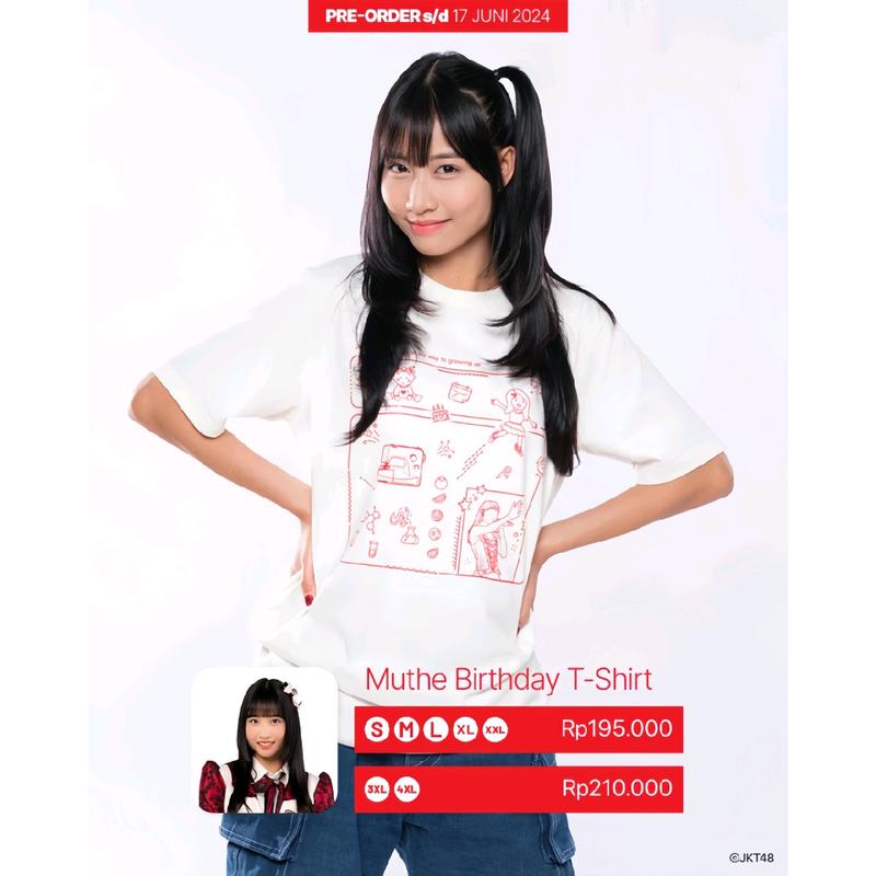 Kaos JKT48 Birthday T-Shirt Mutiara Azzahra (Muthe) 2024 - Putih 3