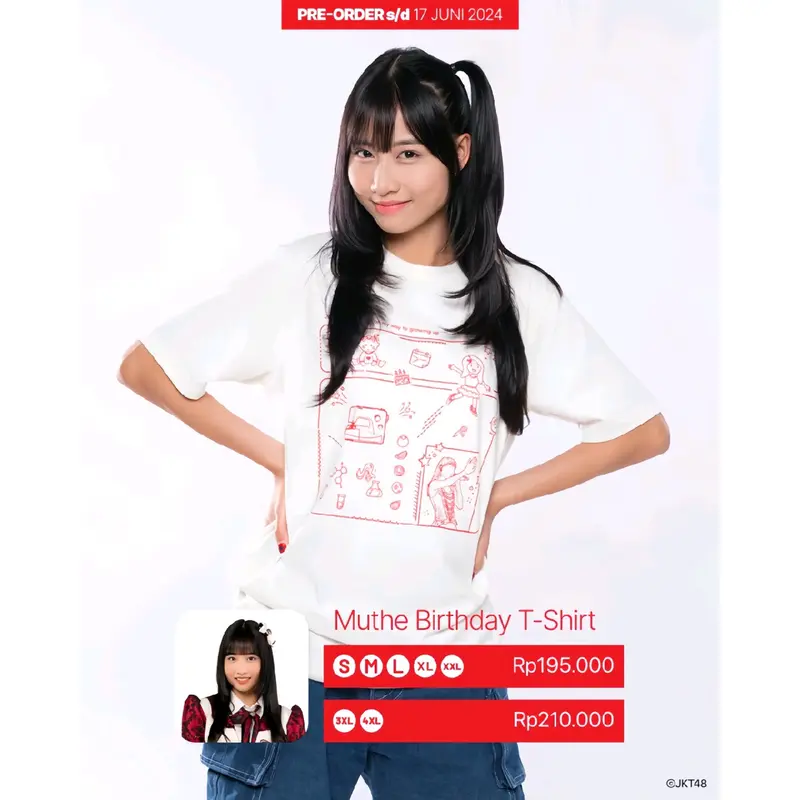 Kaos JKT48 Birthday T-Shirt Mutiara Azzahra (Muthe) 2024 - Putih 3