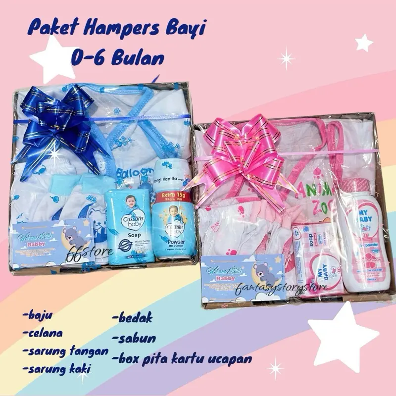 Hampers Bayi Kado Lahiran Bayi Paket Hemat Usia 0-6 Bln Kado Bayi Cowok Cewek Paket Kado Bayi Unisex