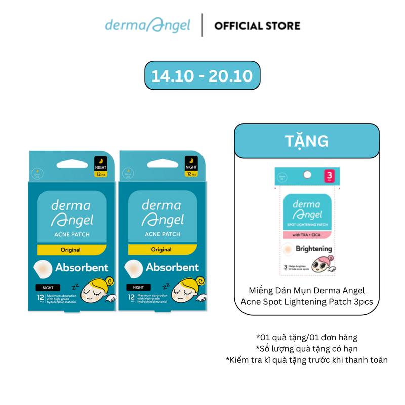 Combo 2 Miếng Dán Mụn Dùng Cho Ban Đêm Derma Angel 12 Miếng