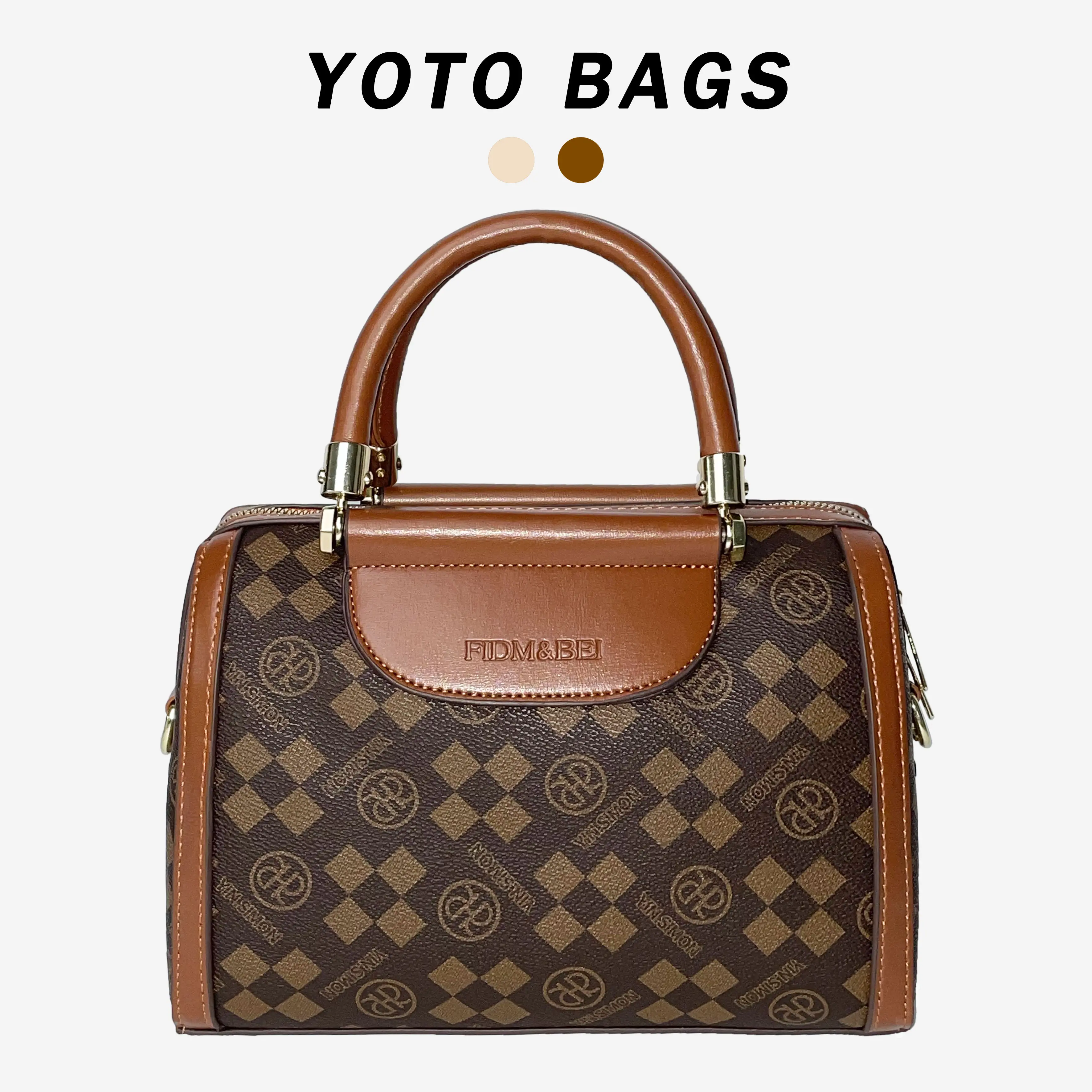 YOTO Retro Crossbody Bag for Women PU Leather Boston Versatile Large Capacity Handbag Shoulder Bag