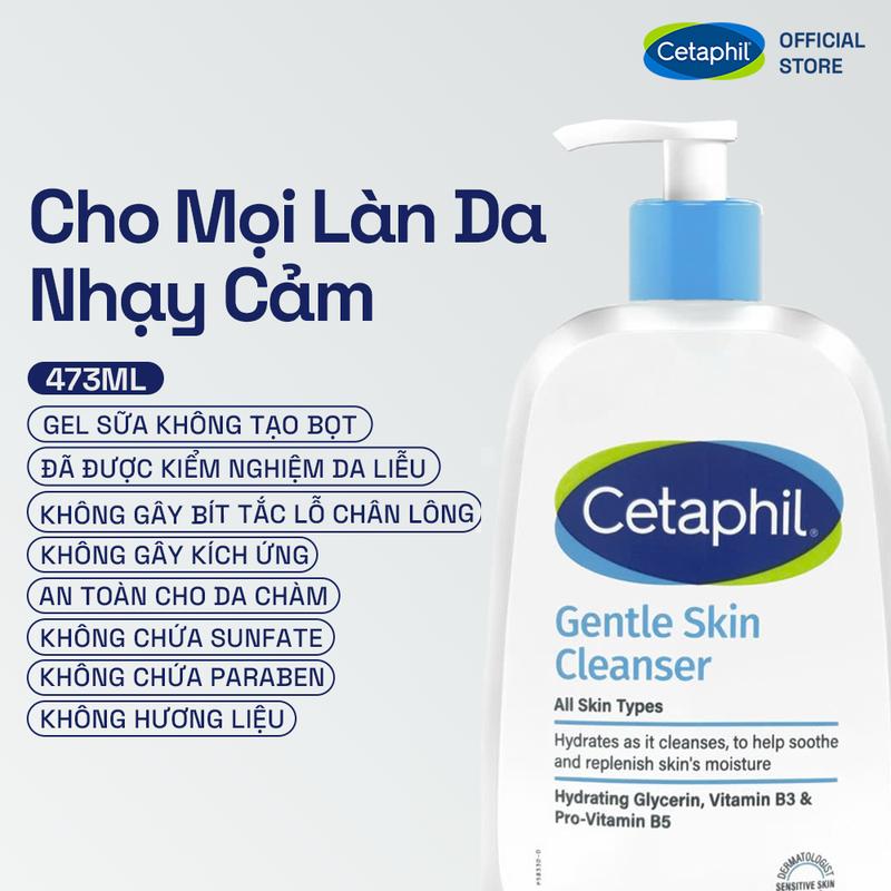 Sữa rửa mặt dịu lành cho da nhạy cảm CETAPHIL GENTLE SKIN CLEANSER 473ML