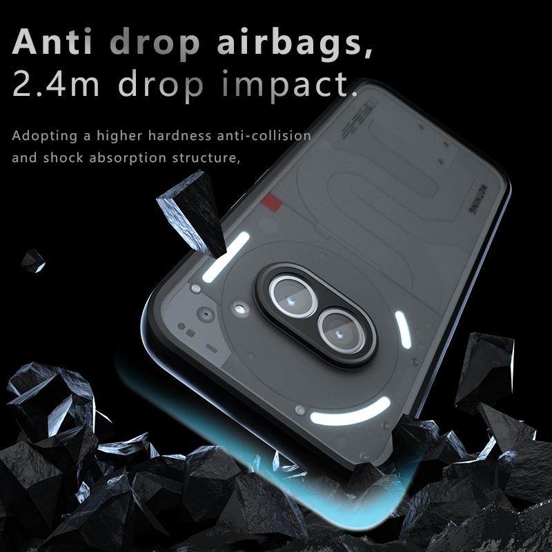 Nothing Phone 2a 2aPLUS Phone Casing matte skin feels four corners of the anti-fall airbag are transparent Black softcase back shell case  does not yellow Protection Cover Protective Cellphone Phonecase Smartphone Protector 2