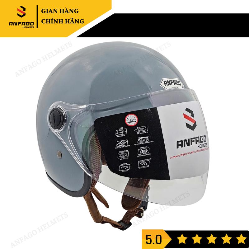   MŨ BẢO HIỂM ĐẠT CHUẨN 3 4  kính dài phủ nano chống chói - Có đủ size - Hàng công ty Anfago Việt Nam sản xuất 