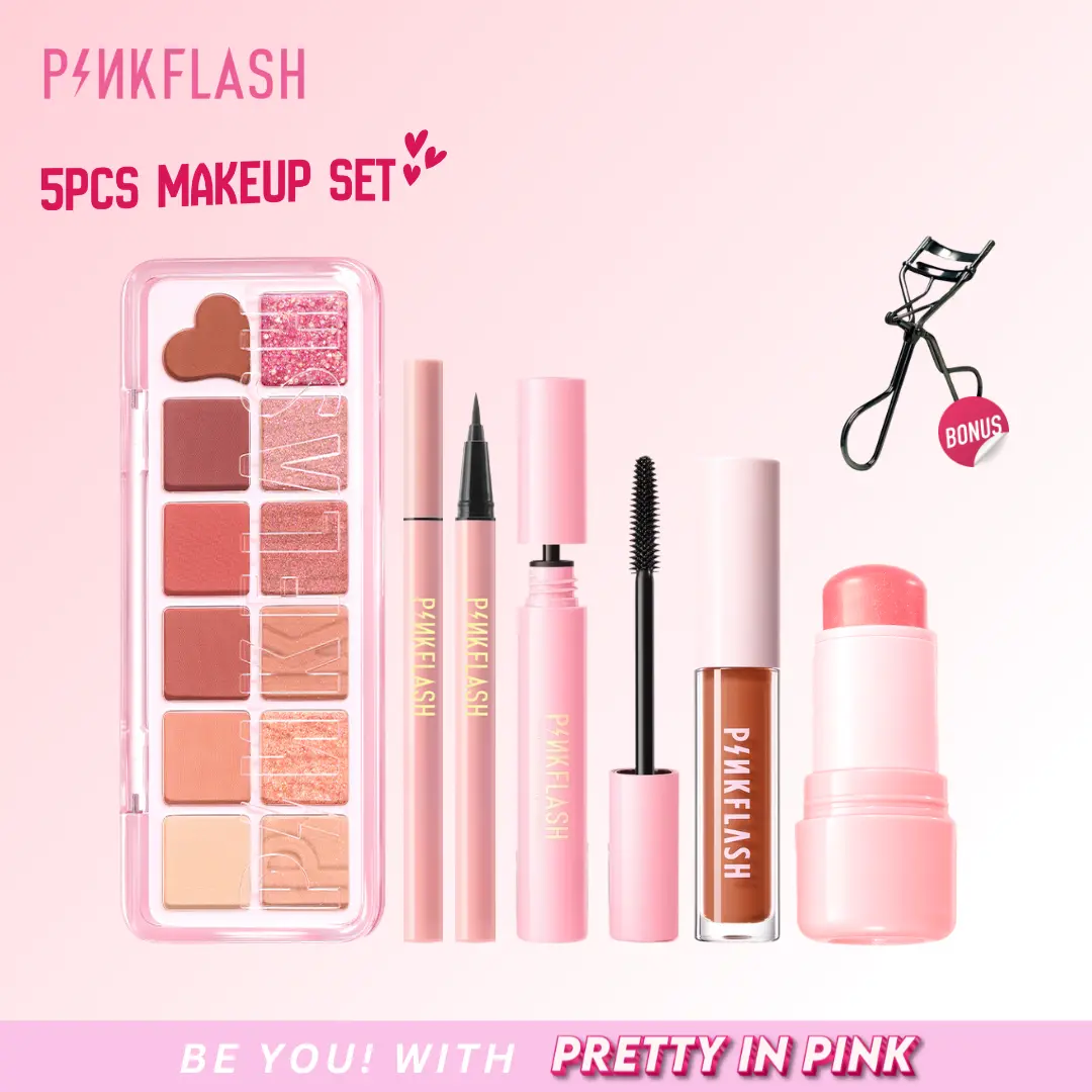 (MAKEUP SET) PINKFLASH Sweet Loving Makeup Set – Eyeshadow Eyeliner Mascara Lip Matte Blush On Bundling Makeup Set
