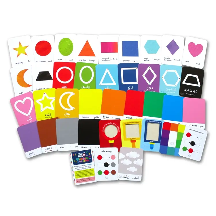 Flash Card Kartu Seru BENTUK & WARNA (wipe-clean bisa tulis hapus) (Bhs Indonesia, Inggris & Arab) 1