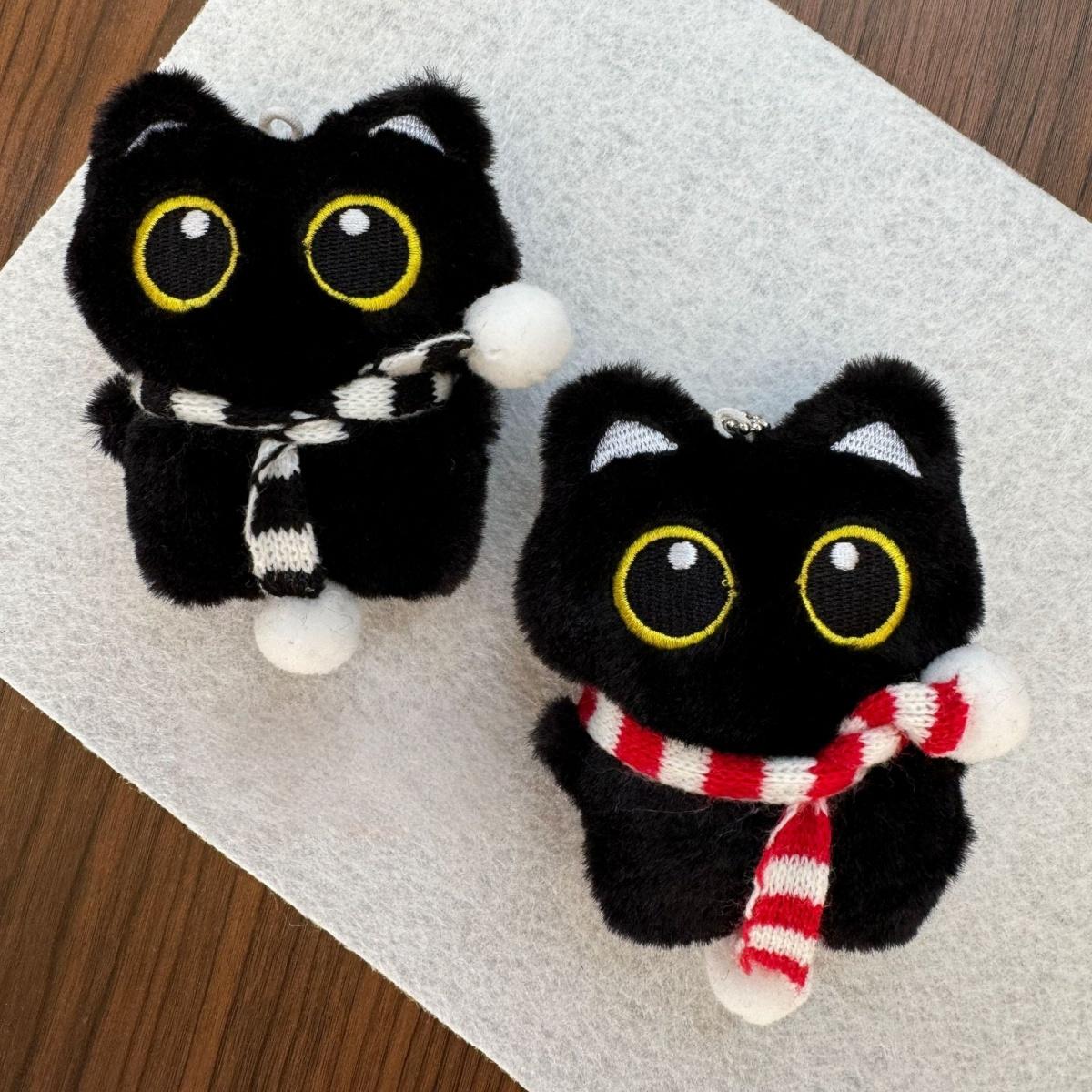 Gantungan Kunci Kucing Hitam Bunyi Jay Enhypen 1Buah Bahan Mewah dengan Lonceng Syal, Warna Asli/Bel Kuning/Syal Merah/Syal Hitam, Boneka Lembut Aksesoris Tas Ransel Hadiah Anak Perempuan Remaja