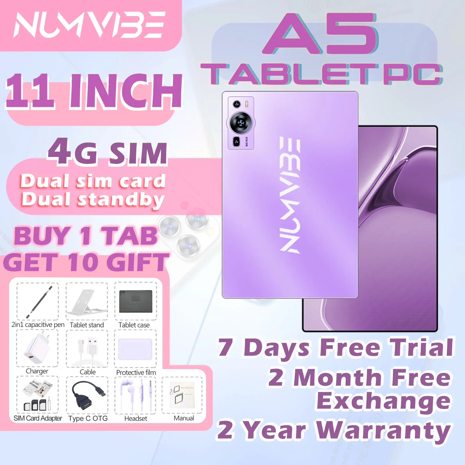 [Free 10 copies] 2024NEW NUMVIBETablet A5 12GB+512GB 4G network/5GWIFI/Bluetooth Android tablet powerful tablet computer game office software video suitable for all ages numvibe tablet mobile phone smartphone