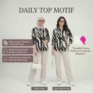 KIRANA Daily Top Motif Elray Kemeja casual Kerah Sanghai