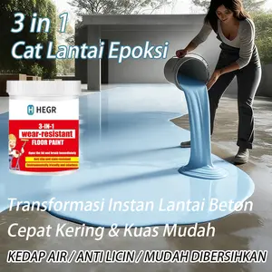 Cat Epoxy Lantai 3-in-1 1kg - Formula Praktis: Kedap Air, Anti Debu, Tahan Luka. Untuk Lantai Semen Rumah Biru Hijau Paint