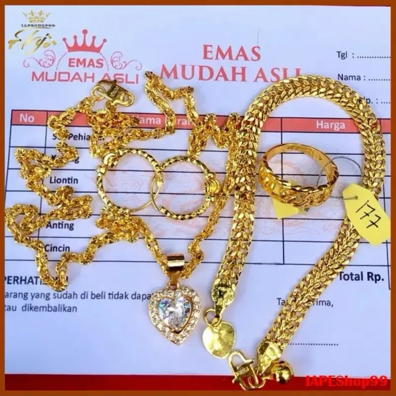 Set Perhiasan Dewasa pengganti Emas bahan berlapis Emas muda Free surat dari Toko