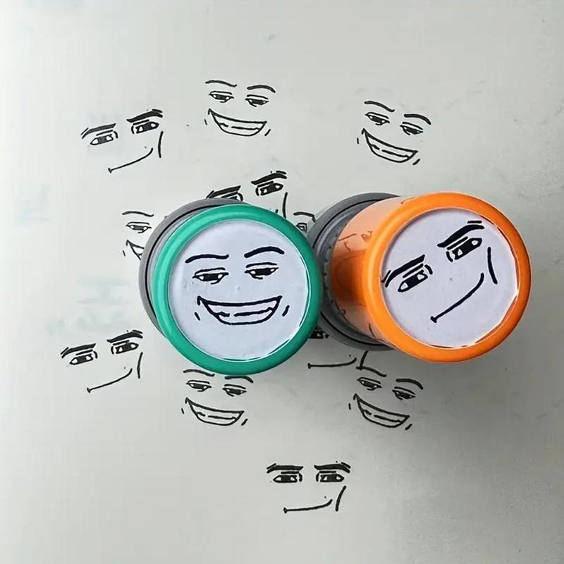Fun Emojis Stamps Internet Celebrities Small Toys Press Type Refillable Ink Funny Expressions Fun Stamps