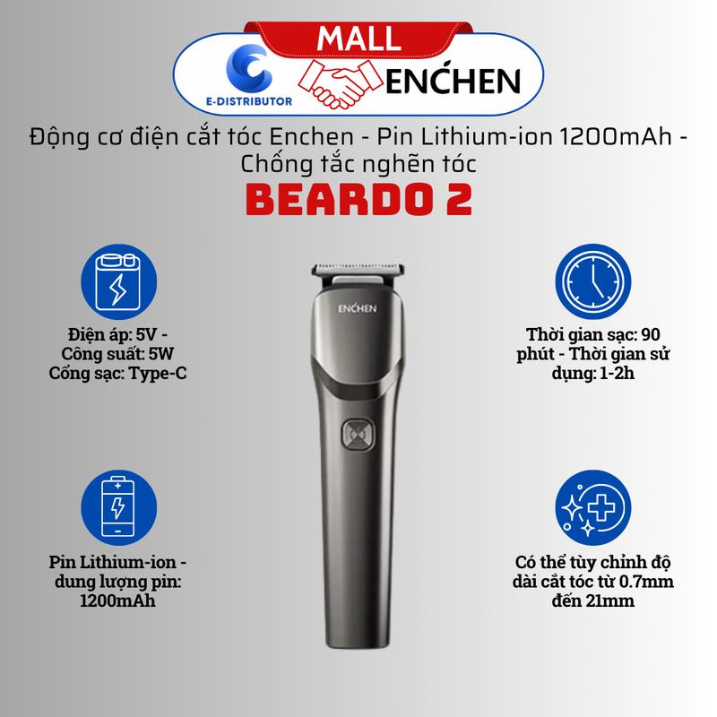 Tông đơ cắt tóc Enchen Beardo 2 - Pin Lithium-ion 1200mAh
