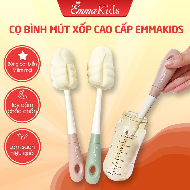  Cọ Rửa Bình Sữa Bọt Biển Emmakids Chính Hãng Mềm Mại Nhựa PP An Toàn Cho Bé 