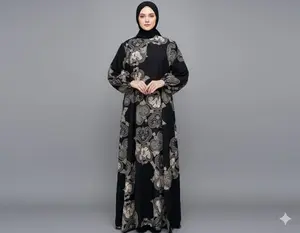 Gamis Abaya Gaun Terbaru Kekinian Murah Rayon Lebaran Nafa By Leamore Butik