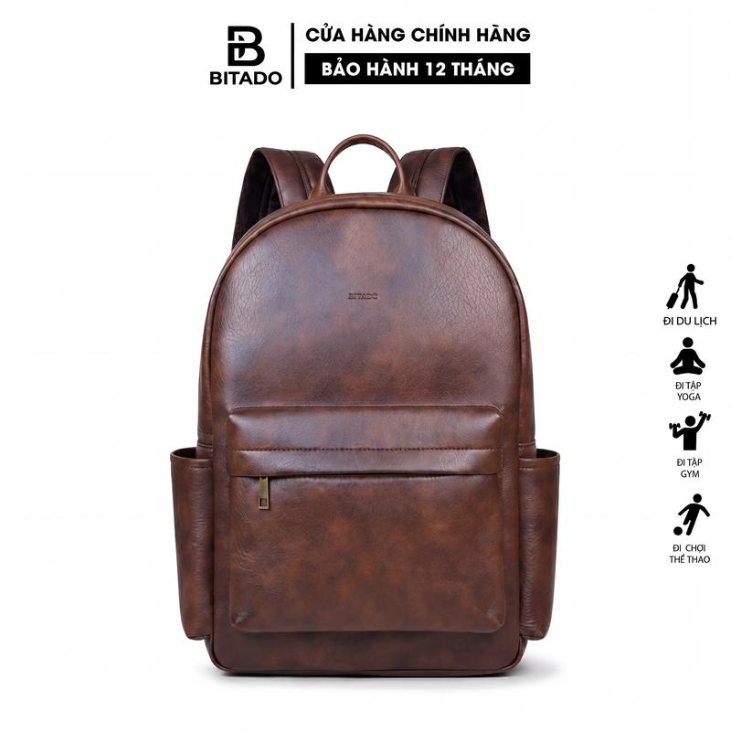 BITADO Balo Nam Nữ Thiết Kế Đơn Giản Sang Trọng Da Cao Cấp Đựng Laptop 15.6 Inch Form Lớn Unisex Hàn Quốc Minimalist Luxury Basic-SH2