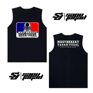 Kaos Singlet Masyarakat Tahan Pukul Ora Wani Yo Ora Wedi Intine Mung Siap (MerahBiru)