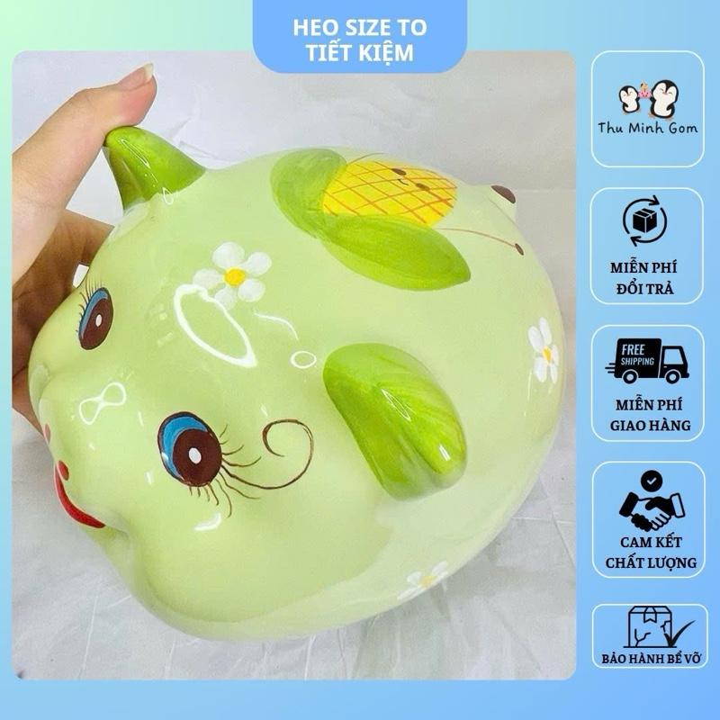 lỗ tròn Heo đất tiết kiệm Heo size to tiết kiệm 1500 tờ tiền heo đất lợn đất đựng tiền ống heo heo lỗ tròn size to size đại trang trí gốm sứ Bát Tràng