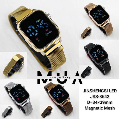 Jam Tangan Wanita Led Watch Digital Laya Kaca Tali Rantai Pasir Magnet LED Digital Model Kekinian Digital 1