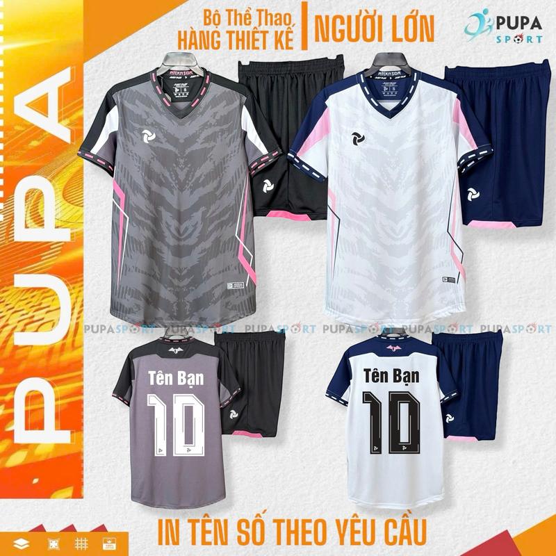  PUPA SPORT Bộ Đồ Đá Banh Jp Không Logo Phantor - Màu Trắng Đen Vải Thun Lạnh Cao Cấp Cho Nam Nữ Có In Tên Unisex Top Sport Quần Áo Thể Thao Size S-3XL 