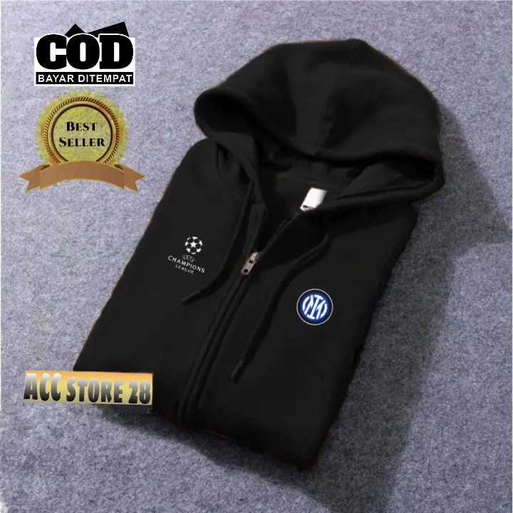 Terlaris!!! Free Jaket Resleting Text Putih Print Inter Milan Kirka Sweater Distro Terbaru Hoodie Termurah Pakaian Pria Wanita COD