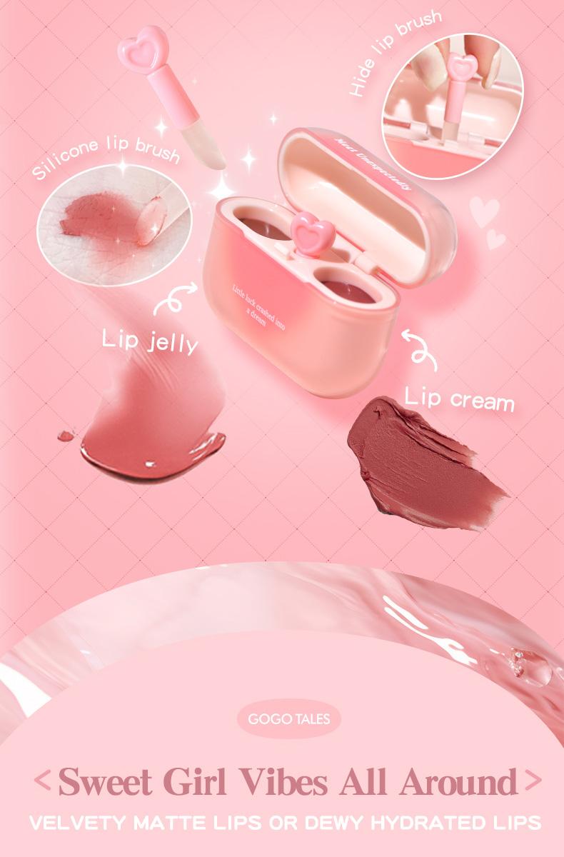 Product Introduction of [BPOM]GOGO TALES LipPods Lipstik Cloud Sense Dual Colour Lipcream Lip Matte Velvet Lipstick Lip Tint Anak Sekolah Make Up Lip Gloss Bibir GT621 3