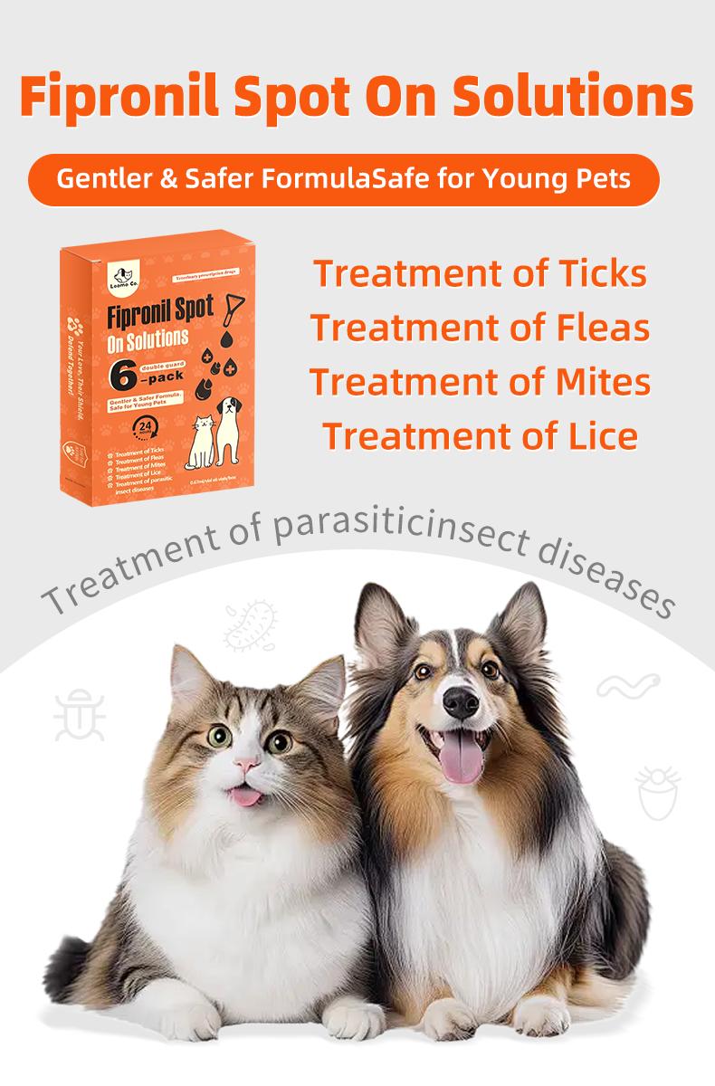 Dog Spot-On Flea & Tick Solution，6 Tubes per Box，Monthly Protection for ...