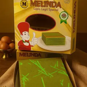 Lapis Legit Special Butter Pandan VAKUM Melinda 17x17cm 700 gram fresh from oven
