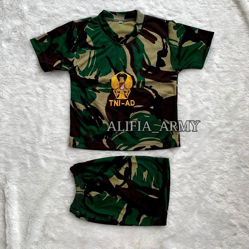 Product Introduction of Setelan kaos anak tangan pendek loreng malvinaz || Satu setel kaos dan celana loreng army bahan dryfit kids unisex Bordir Fashion 24