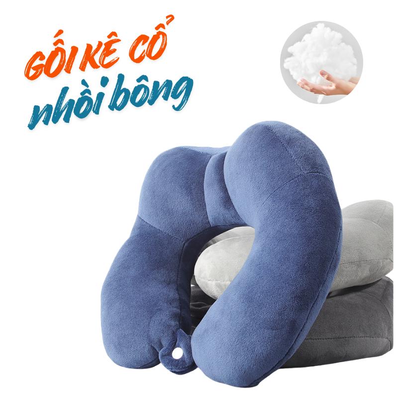 Gối chữ u kê cổ ruột bông gòn siêu mềm - phụ kiện ngủ văn phòng và đi tàu xe, du lịch đa năng