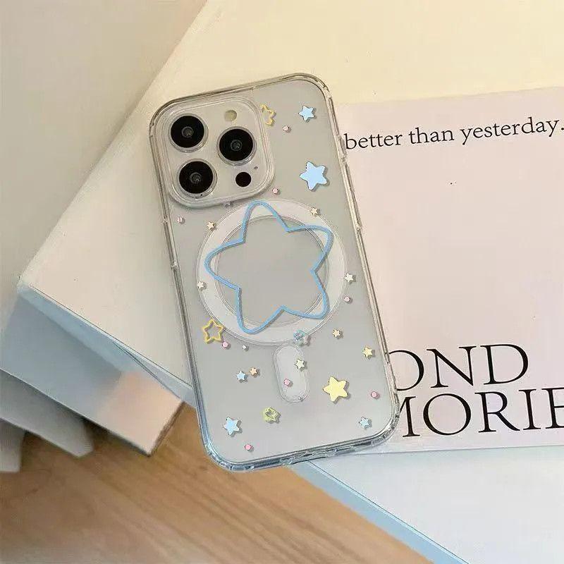 Màu xanh sao trong suốt vỏ hút từ tính cho Apple 16ProMax / 15Plus / iPhone 13Pro / 14Plus