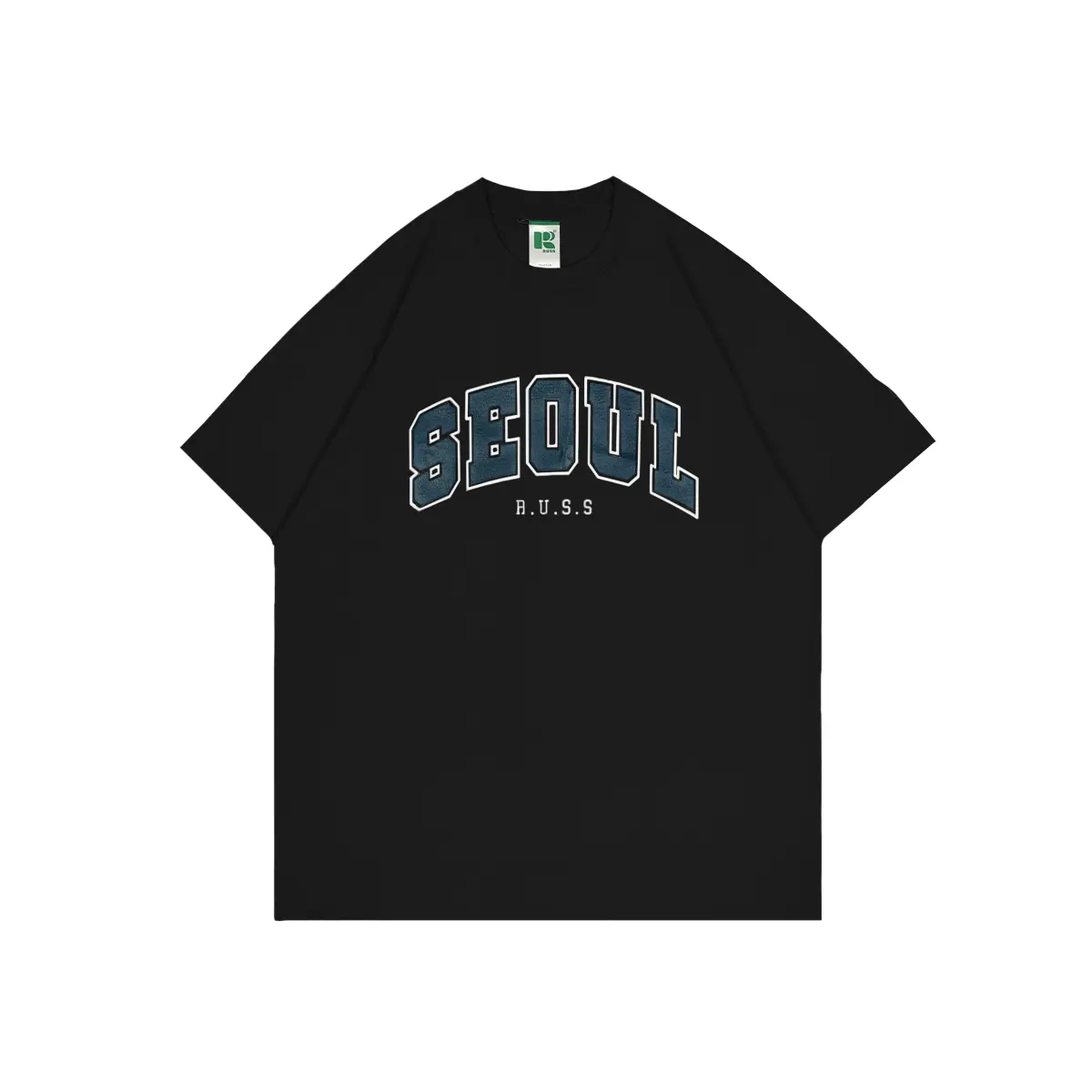 Russ Tshirt Oversized Heavycotton Block Black - Kaos Pria Katun Tangan Pendek