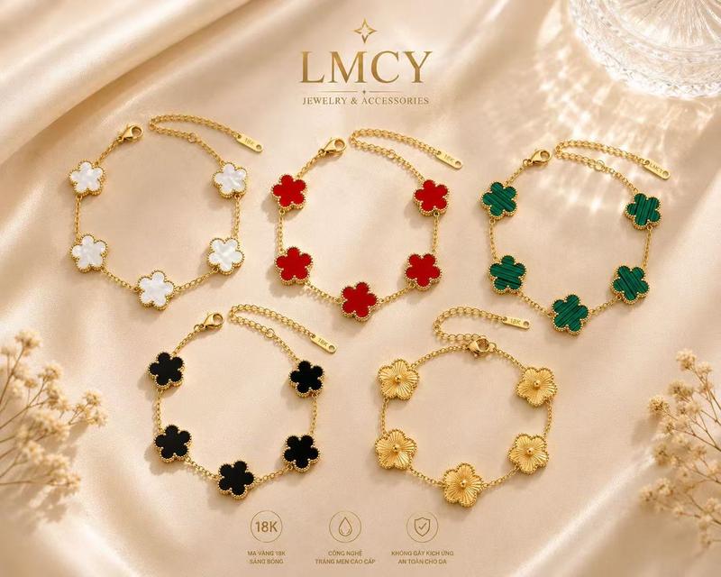 Vòng tay hoa 5 cánh mới thiết kế, phong cách sang trọng nhẹ nhàng, chất liệu thép titan cao cấp, phụ kiện nữ tối giản, thời trang cá tính, dây màu thời thượng