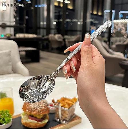 Combo 10 Thìa Inox Phong Cách Hàn Quốc Thìa Tay Cầm Dài Thìa Món Tráng Miệng Tròn Đầu Thìa Inox Ăn Cơm Thìa Muỗng Inox Ăn Súp Màu Bạc Thiết Kế Tay Cầm Dài Kiểu Dáng Sáng Bóng Không Gỉ Sét
