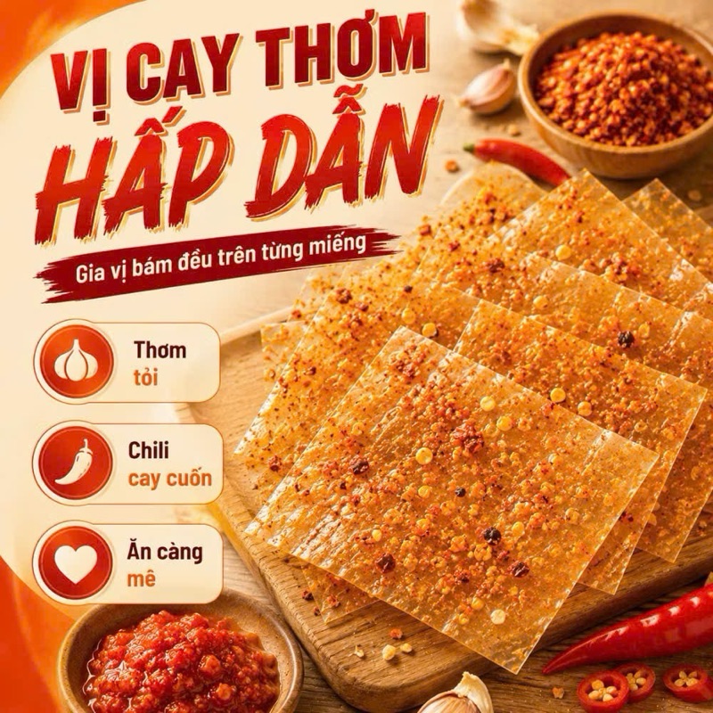 2 Bịch Bánh Tráng Siêu Cay Tỏi Ớt..Mỗi Bịch 250G {Cay Nhiều}