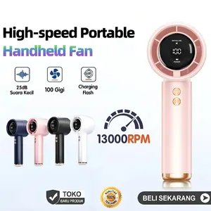 Kipas Angin Digital Display Adjustable Turbo Kipas Fan USB Mini Fan dengan LED