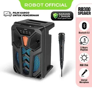 Robot Speaker Karaoke Bluetooth 5.3 RB300 With RGB Light Microphone Original - Garansi Resmi 1 Tahun Speakers Bass Wireless - Pilih Kargo [BISA COD]