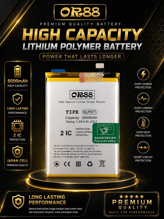 Gambar OR88 Premium - Battery Baterai Batrai Batre [BLP877] Compatible With Realme 81 / Narzo 50I dari OR88 shop Kota Administrasi Jakarta Barat Tokopedia