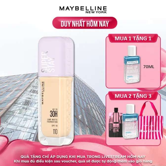 Kem nền bắt sáng Superstay Lumi Matte 30H che phủ nhẹ mặt Maybelline New York 35ml [MỚI]