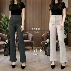 EL - Kylie Cutbray Wanita - Celana Flare Pants Cutbray Wanita Celana Kulot Panjang High Waist Hitam Basic Bawahan Casual Formal