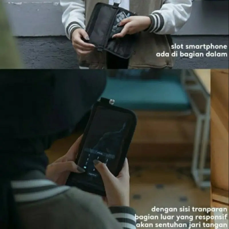 Dompet Hp Fanteus Sako Fold Wallet Pria Kartu Bahan Canvas Dan Kulit Sintesis 4