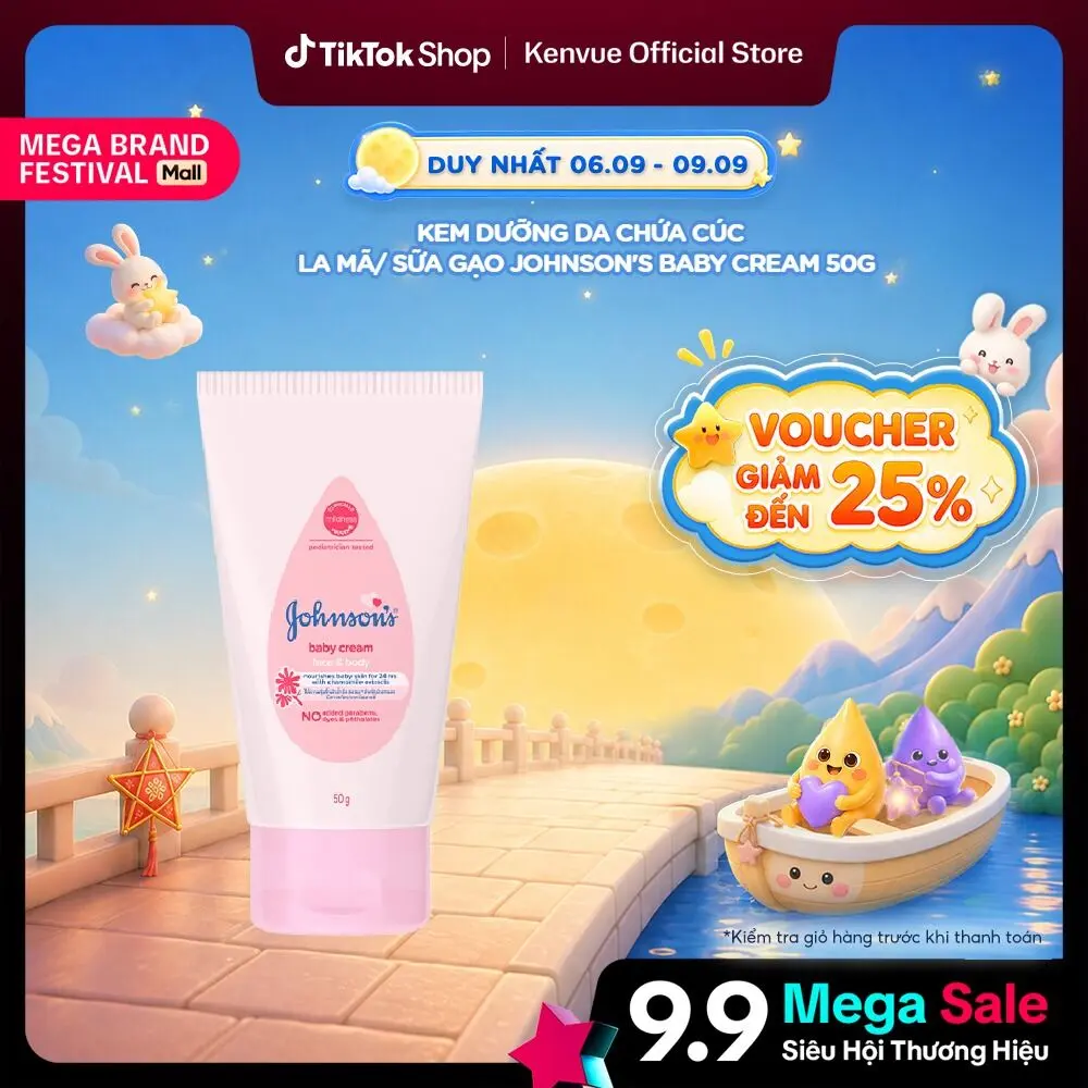 Kem dưỡng da chứa cúc La Mã/ sữa gạo Johnson's Baby Cream 50g Cho Bé