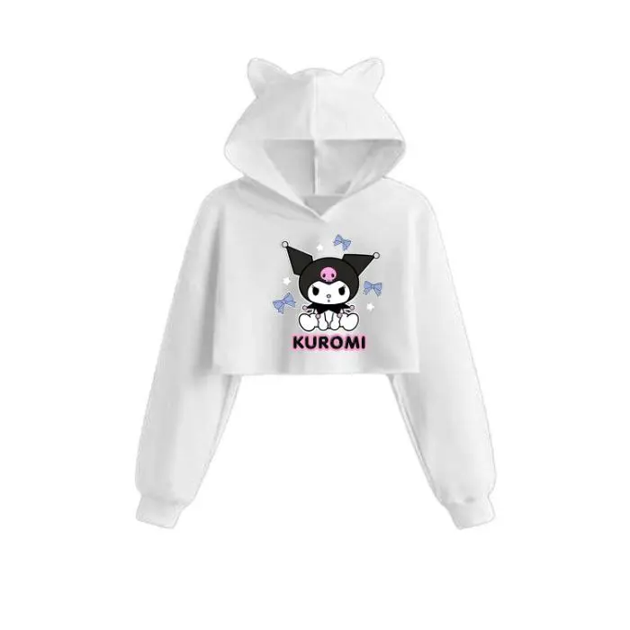 sweater hoodie telinga baju crop anak perempuan motif kuromi 1 lembut dan hangat usia 23456-12 tahun fashion 4