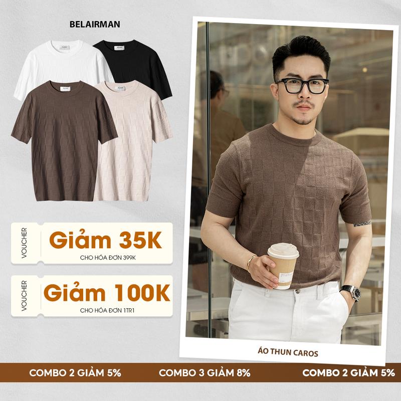  Áo thun nam BELAIRMAN  CAROS Classic Thanh Lịch Sang Trọng - ATCR0145 Menswear Cổ Tròn 